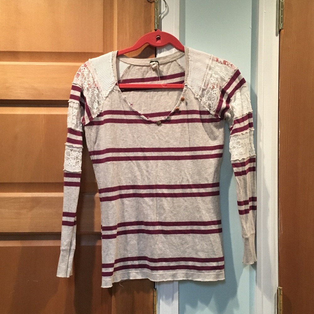 ❌DONATED❌Free people striped long sleeve lace